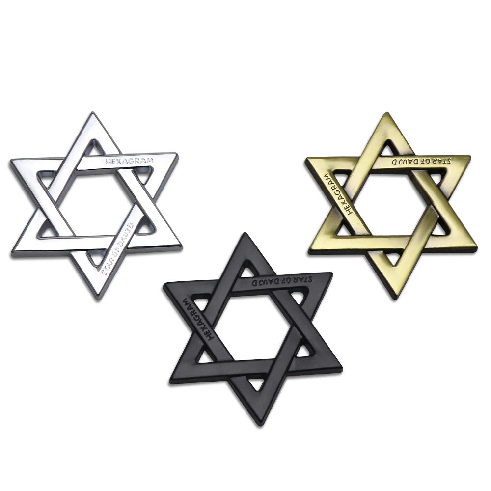 Amazon | ダビデの星の3Dメタルヘキサグラムエンブレムイスラエル
