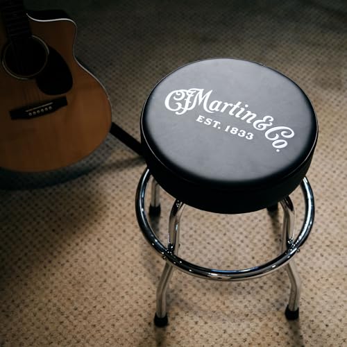 Butaco MARTIN cromado giratorio para músicos, asiento negro, altura 24.25 pulgadas, ideal para estudio, sala de música o bar en casa miniatura 2