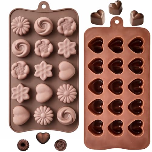 Image of Signamio Chocolate Mould Silicone Set, 2 Pcs Heart Shape & Multi Design Chocolate Silicone Moulds for Baking and Crafting, Durable and Flexible Chocolate Mould for Creative Designs