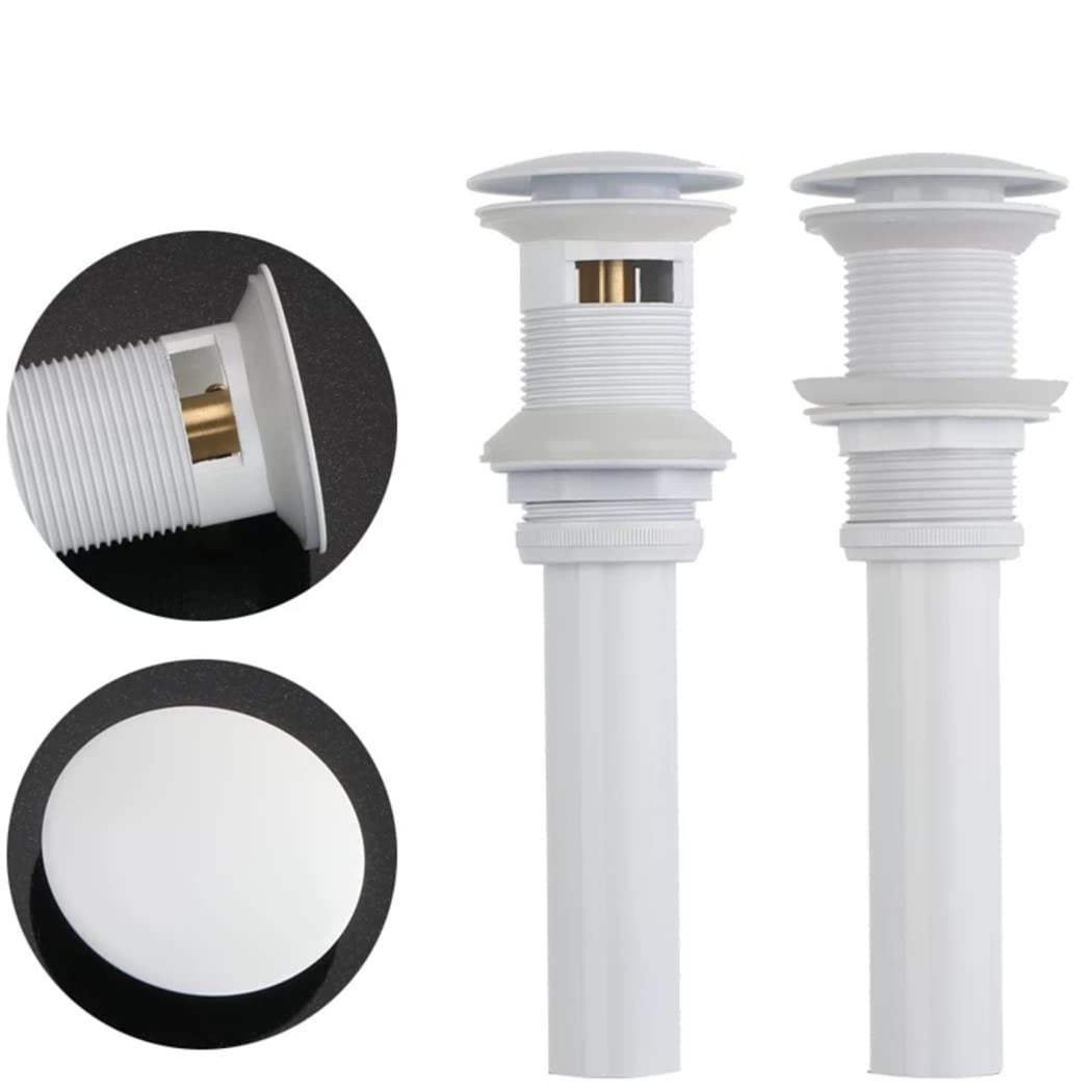 WRIST Desagüe para Lavabo De Baño, Desagües Emergentes De Latón para Lavabos De Baño, Recipiente para Lavabo, Tapa Grande Blanca con O Sin Orificio De Desbordamiento, Accesorios De Baño Modernos,B