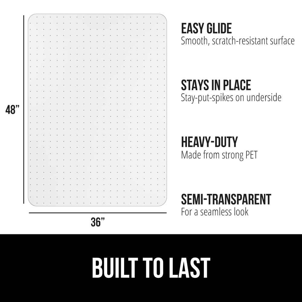 GORILLA GRIP Slip Resistant Office Chair Mat for Carpet Floors 36x48 Smooth Glide Under Desk Carpeted Floor Protector — view 2