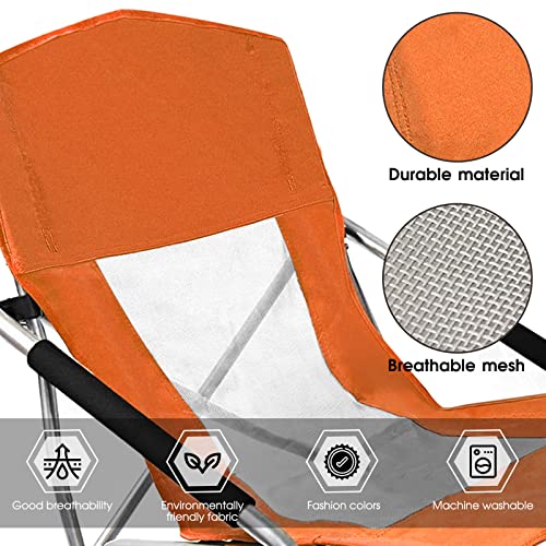 Ydy+Yqy Portable Beach Chair Set Of 2,Backpack Folding Chair With Cup Holder Trays For Outdoor Camping Bbq Beach Travel Picnic,Orange #TOP2