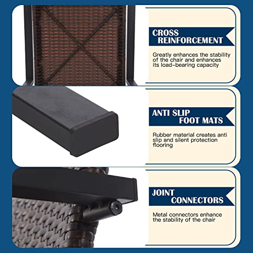 Paylesshere 2 Pcs Wicker Patio Dining Chairs All-Weather Pe Rattan Wicker Chairs Outdoor Arm Chairs Patio Furniture Set Indoor-Outdoor Chair For Backyard Lawn & Garden Resistant, Brown #TOP5