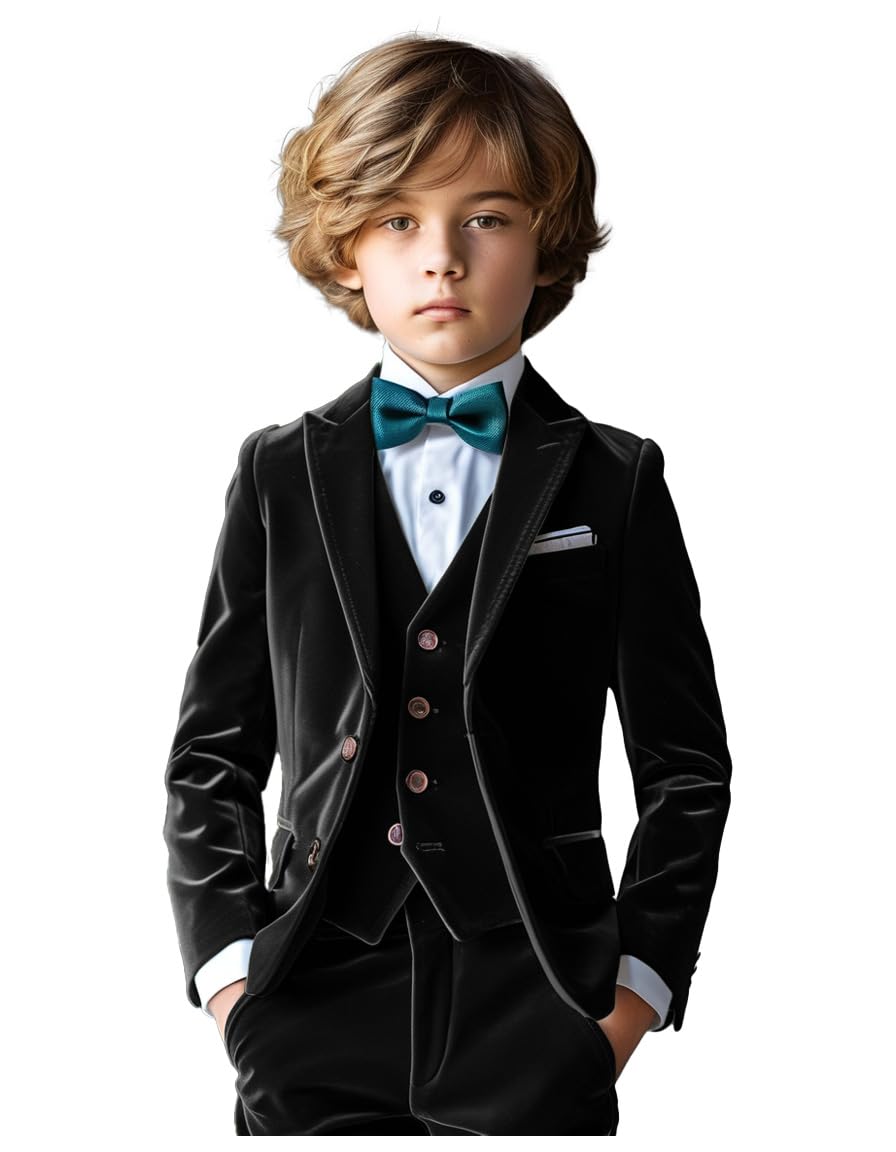 Jungen 3 Stück Samt Grün Jungen Anzug Grün Jungen Anzug Smoking Anzug für Jungen Junge Outfit Kommunion Anzug Hochzeit