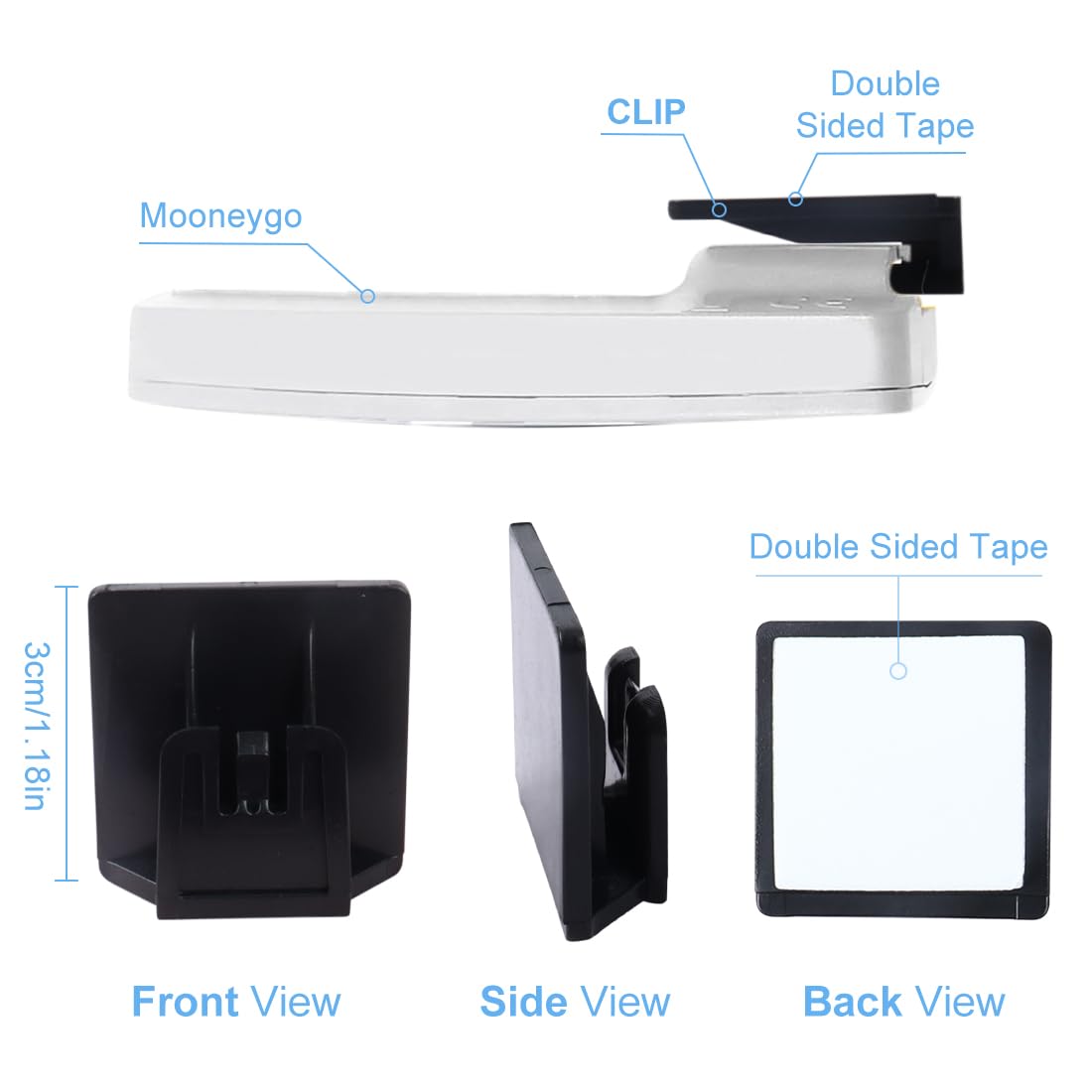 Clip Supporto per T.pass - 2 Pezzi Clip per Telepedaggio 2019 Sistema di Fissaggio Removibile, 3 x 3 cm, Porta T.pass per auto,Clip di supporto per Telepedaggio (modello T.Pass 2019) per auto, Nero - 3