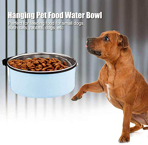 Wassernapf für Hundekäfige und Käfige, 2-in-1 Futternapf zum Aufhängen, Edelstahlkäfig, Hundenapf, mittelgroß, Blau, 1,7 l/1 Stück