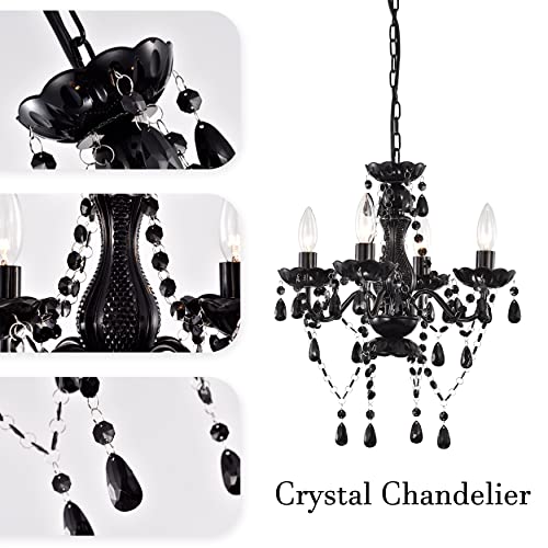 Plug In Chandelier Small Black Chandelier 4 Light Crystal Chandeliers For Dining Room #TOP5