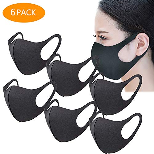 Unisex Face Mask Dust Mask Anti Pollution Mask Reusable Mouth Masks for Cycling Camping Travel Black 6 pcs