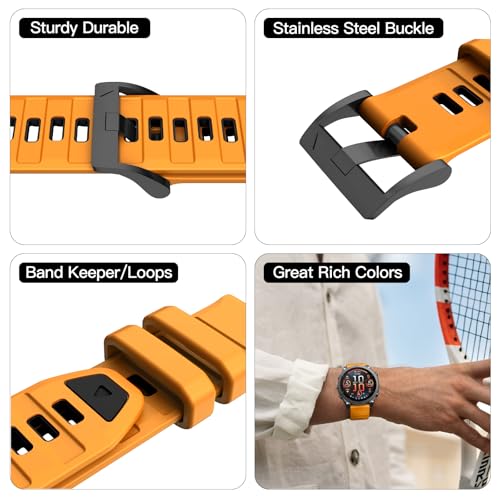 Image of OVERSTEP Compatible with Fenix 8 51mm Watch Bands, 26mm Soft Siliocne Strap for Garmin Fenix 5X /Fenix 5X Plus /Fenix 6X /Fenix 6X Pro /Fenix 7X /Fenix 7X Pro Smartwatch