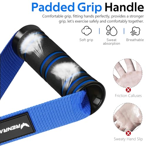 Image of RENRANRING Gym Exercise Handles, Replacement Handle Attachments for Cable Machine Pulleys, Resistance Band and Strength Trainer, Pull Down Workout Accessories, Home Gym Add On Equipment (Blue)