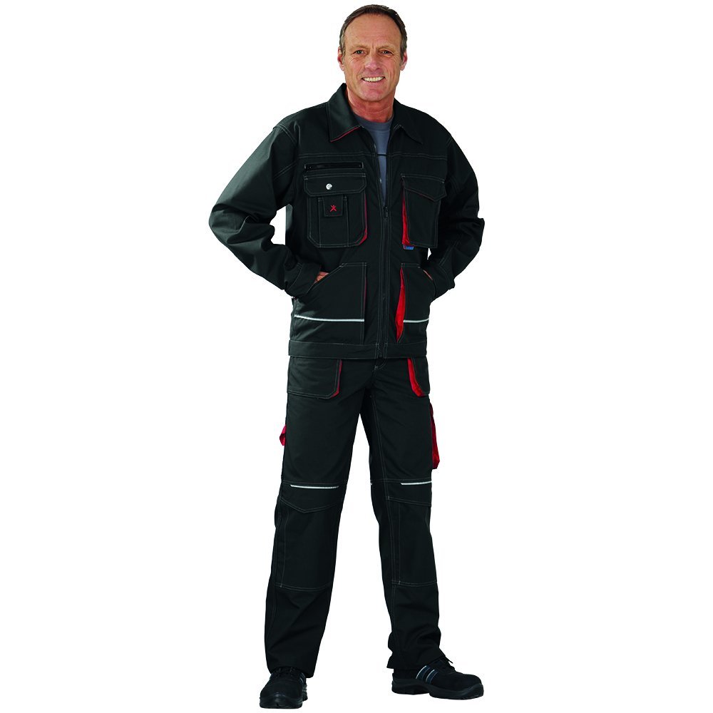Planam 2810 Basalt taillierte Jacke - Farbe: Anthrazit/Rot - Größe: 56