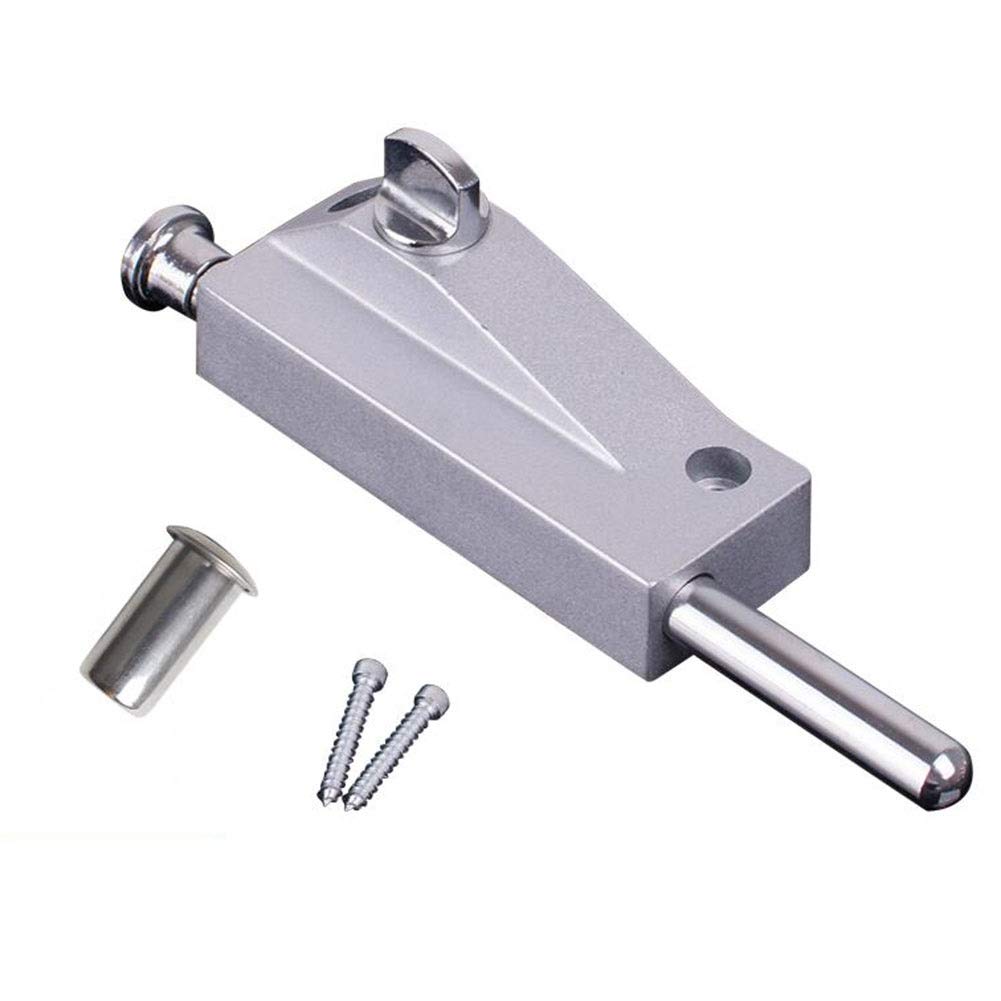 Loquet Serrure De Porte Pivotante Montée en Surface Boucle De Porte À Verrouillage Au Sol avec Insert Anti-Corrosion À Ressort (avec Accessoires) (Color : Silver, Size : Keyless)
