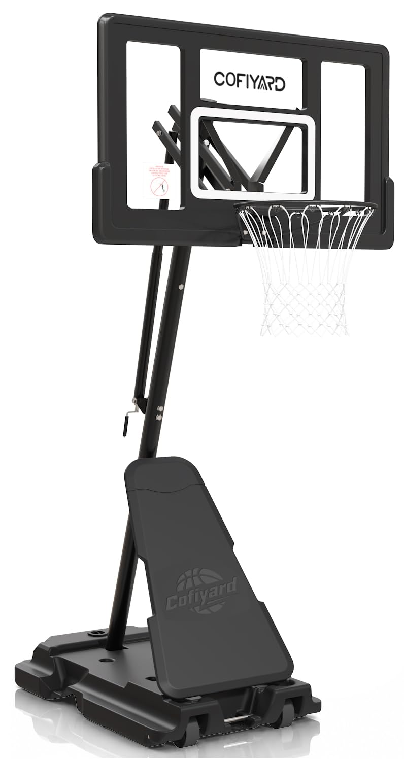 Cofiyard Basketball Hoop Outdoor with 44&amp;48&amp;54 Inch Shatterproof Backboard,10FT Height Portable Basketball Hoop with Sandbag, Adjustable Basketball Goal with Wheels