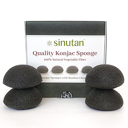 SINUTAN® Esponja facial Konjac (NEGRO)