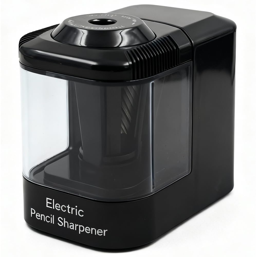 JZF Heavy Duty Electric Pencil Sharpener, Black USB & Battery Powered Pencil Sharpener, Best for Kids Students and Personal Use in Office School and Home