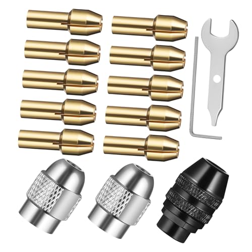 HOLIDYOYO 15pc Drill Chuck Collet Set Copper Sandwich Tool Electric Drill Bit Collet Wide Compatibility Design