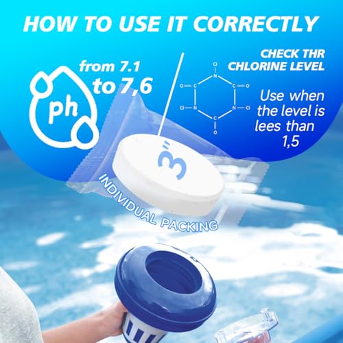 Image of Aqua Pura 2-Pack 3 inch Chlorine Tabs, Swimming Pool, Hot Tubs & Spa, Small Pool Sanitizer, Long-Lasting Stabilized, Sanitizes - Slow Dissolving, 4 lbs