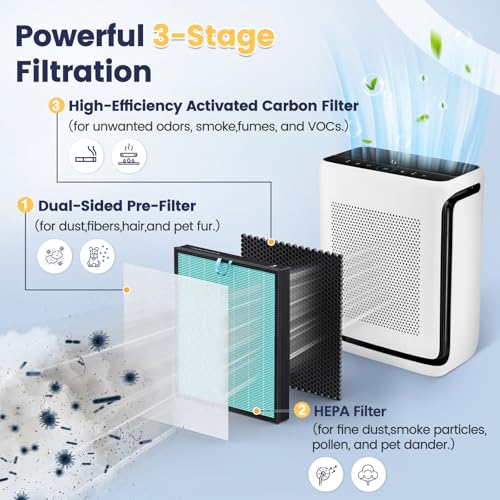 Vital 200S-P Smoke Remover Replacement Filter for LEVOIT Vital 200S Vital 200S-P Air Purifier, 3-in-1 HEPA with High-Efficiency Activated Carbon Filter, V-ital 200S-RF-SR (LRF-V201-BUS), 2 Pack, Blue