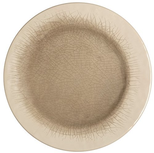 Melange 6-Piece 100% Melamine Dinner Plate Set (Crackle Collection) | Shatter-Proof and Chip-Resistant Melamine Dinner Plates | Color: Cement