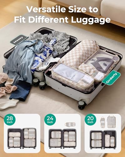 Image of BAGSMART 6 Set Compression Packing Cubes for Travel, Lightweight Luggage Organizer Bags, Durable Space Saver Bags Travel Essentials