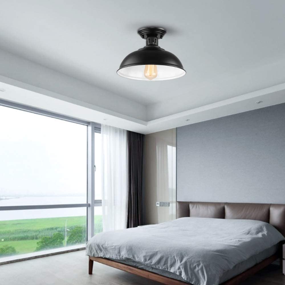 Amerykańska lampa sufitowa na korytarz i werandę, 12,8 cala, retro industrialna, wiatrowa, kuta, żelazna lampa sufitowa na schody, odpowiednia do balkonu, baru, hotelu lub firmy, oprawa oświetleniowa