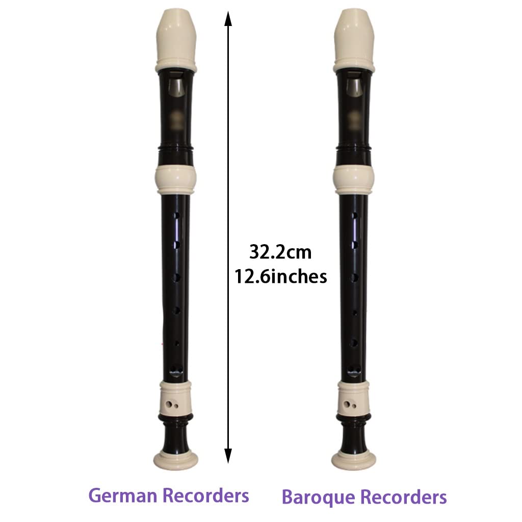 flöte Professionelle Barockblockflöten In C, Blockflöte Deutsche Griffweise 8-Loch-Anfänger Deutsche Blockflöten, 3-stufiges Flöteninstrument, Mit Aufbewahrungstasche(Schwarz,Baroque)