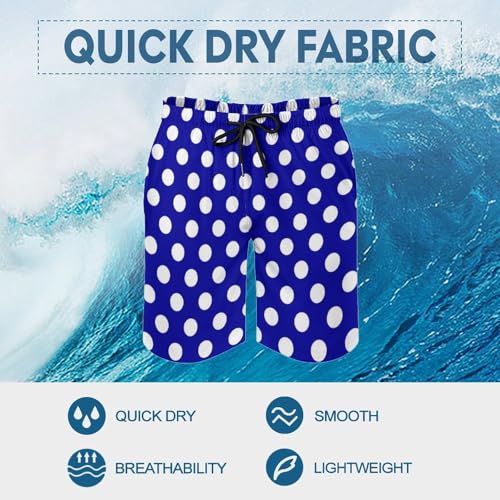 Hawaiian Shorts for Men - Comfy Deep Blue Polka Dot Print (a) Mens Swim Trunks Bathing Suits with Mesh Lining4