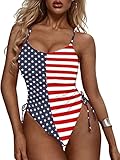 ZAFUL Women's One Piece Swimsuit Tie Side Tummy Control Ruched High Cut Cheeky Monokini Bathing Suits