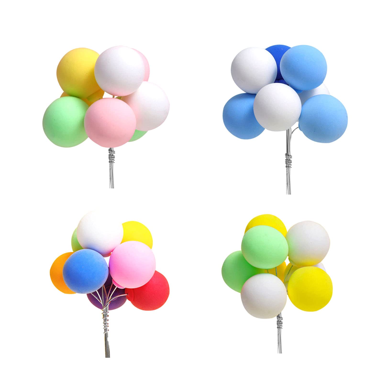 4 Sets 32 Pcs Colorful Balloon Cake Toppers Clay Balloon Cupcake Picks Balloon Cupcake Toppers Picks for Wedding Birthday Cake Decorations