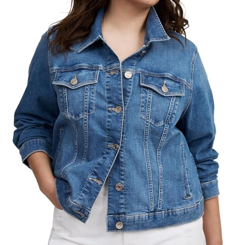Torrid Women's Plus Size Modern Denim Trucker, Circe, 2