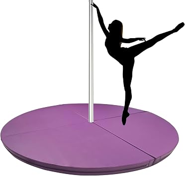 Pole Mats for Floor Round, 3ft/3.5ft/4ft/4.5ft/5ft/5.5ft/6ft/6.5ft Folding Portable Pole Dance Crash Mat Circular, Yoga Exercise Mats Dancing Cushion for Home/Studio, Purple  Color 100cm/3ft/39in ,