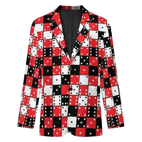 Red, White and Black Dice Men's Classic Fit Suit Two Button Blazer Business Coat Tuxedo for Wedding Dinner4