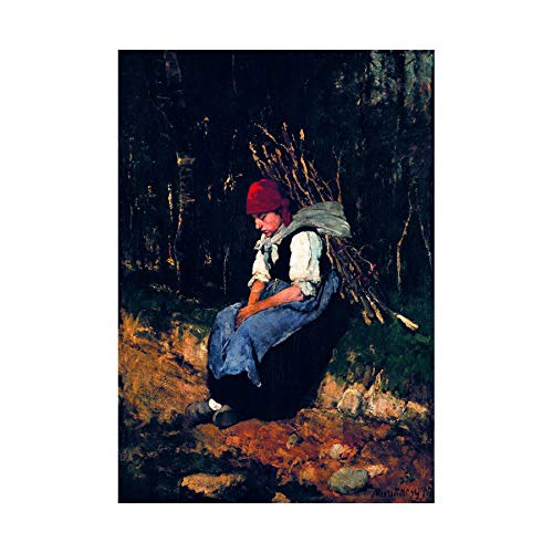 Wee Blue Coo Painting Munkacsy Woman Carrying Faggot 12x16 Wall Art Print