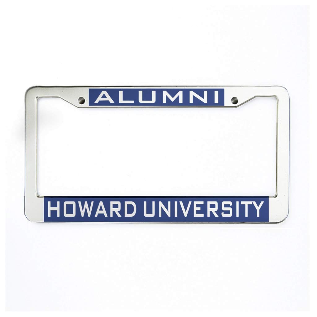 StrawbaruAlumni-Howard University Cute Cool Stainless Steel Metal License Plate Frame Car Tag Cover Holder 2 Holes Rust-Proof for Car University 12X6 INCH, Color2002