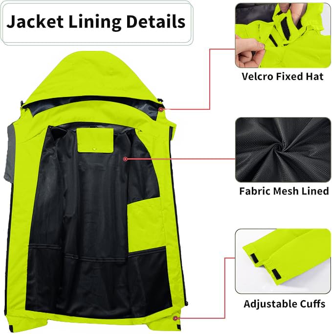 Image of Mens Lightweight Waterproof Jacket Windproof Rain Hooded jackets for Running Hiking Cycling Travel M-7XL