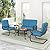 Oakcloud 5Pcs Metal Outdoor Furniture Patio Conversation Set (Loveseat, Coffee Table and Bistro Table, 2 Spring Chair) -Wrought Iron Patio Chair Set with Cushions (Blue)