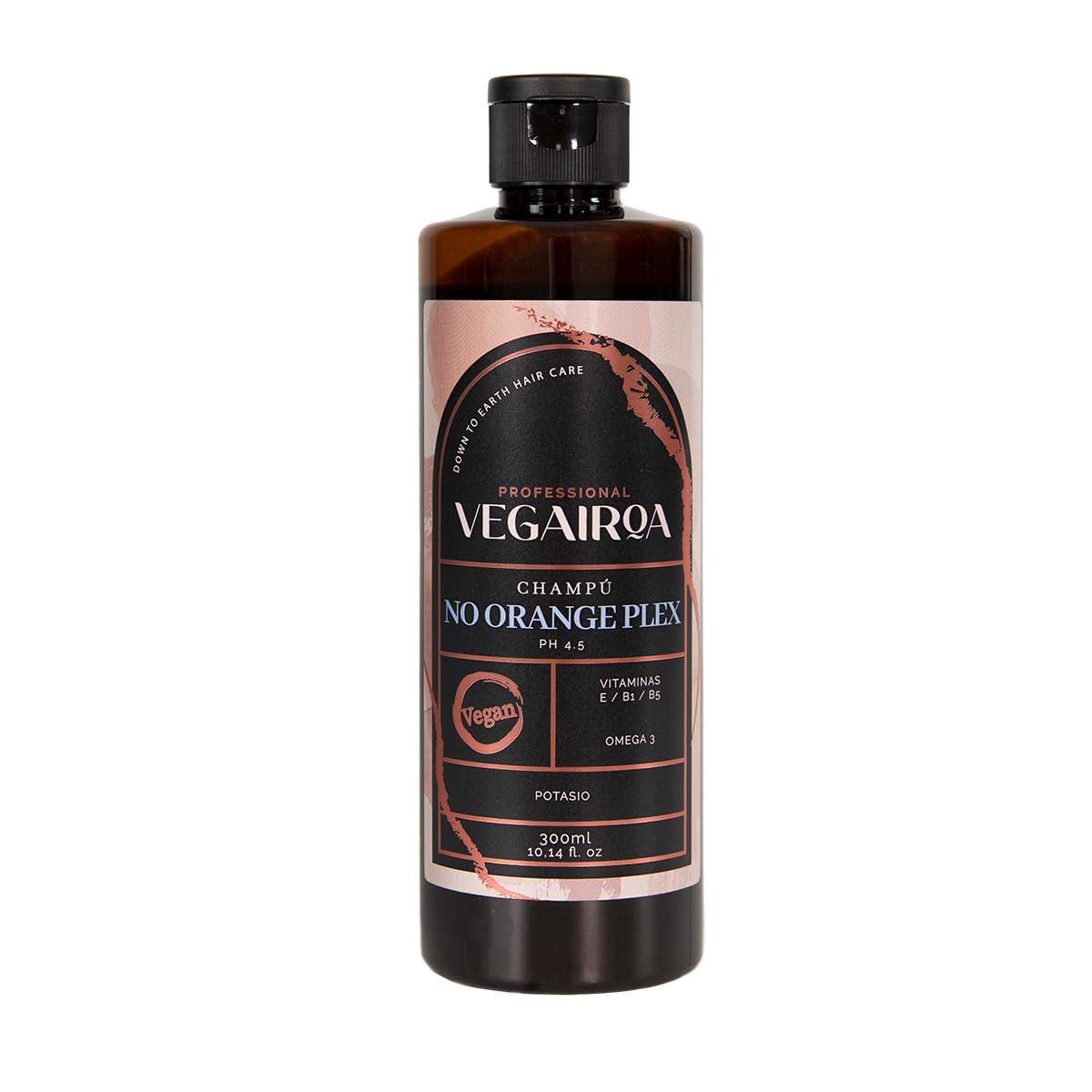 VEGAIROA. No Orange Plex Shampoo Neutralises Orange Tones Deep Moisturising for Dark Rubies or Chestnuts, No Parabens, Content 300ml.