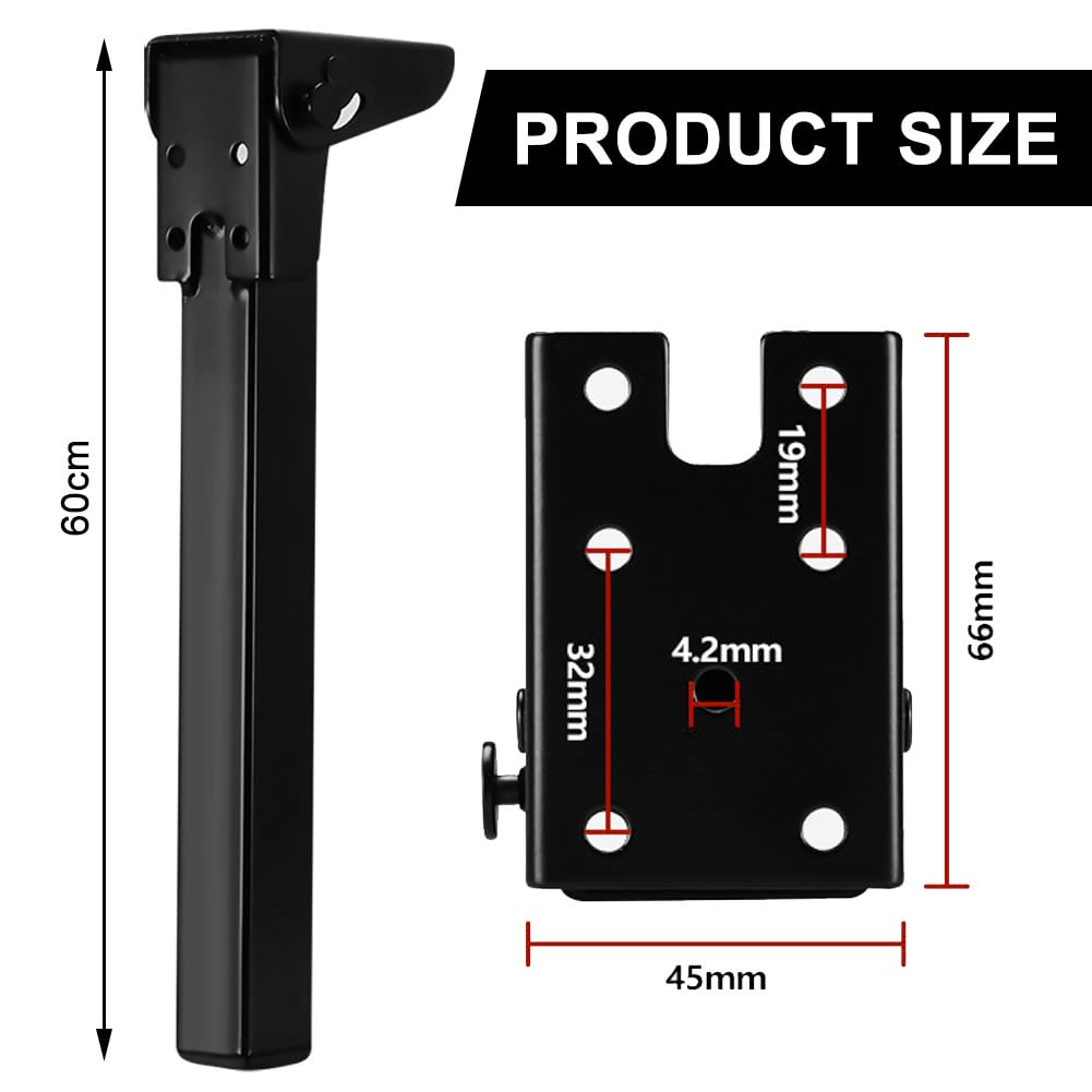 4 metalowe nogi do biurka, 60 cm, składane nogi do mebli, składane czarne nogi stołowe, nogi meblowe z ochronnikami podłogowymi, nogi szafki do łóżka, nogi