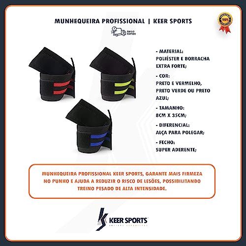 Par Munhequeira Elástica Profissional Crossfit- Keer Sports Cor:Preto e Vermelho;Tamanho:Único;Gêner
