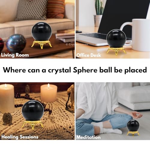 Image of Certified Shungite Crystal Ball for Meditation - Premium Crystal Vastu Items for Home and Feng Shui Items for Good Luck - Ideal for Pooja Supplies and Spiritual Practices (1.5 inch Inch)