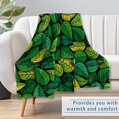 Couverture douce et chaude plaid feuilles vertes lit canapé camping - 7