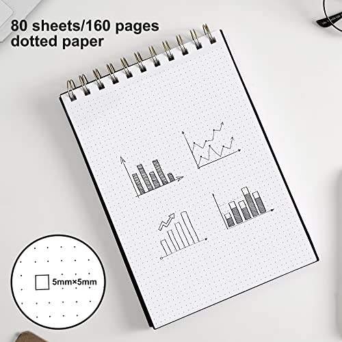 Yoment Bullet Dotted Journal Top Spiral Notebook 6"X8.3" Dot Grid Notebooks Thick Dotted Paper 640 Pages Wire Bound Spiral Waterproof Plastic Cover Notebooks For Work Business School, 4 Pack(Dotted) #TOP6