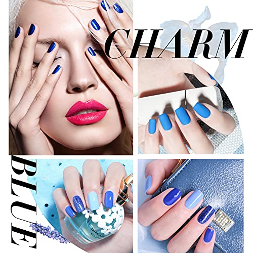 PARAMISS Gel Nagellack Kit Gelpolitur Farben Glitter Nagellack Set UV-LED Gel Nagellack Starter Set Nagelkunst Blue… – Bild 6