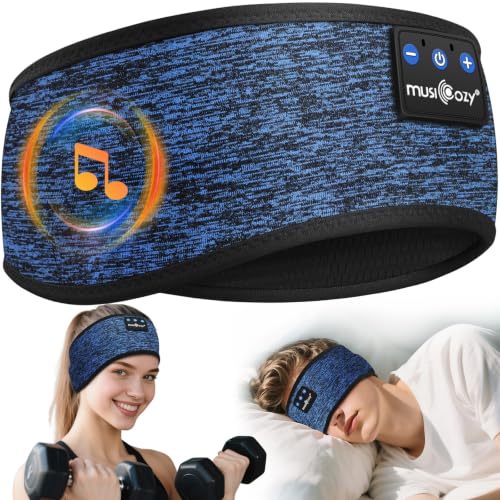 MUSICOZY Bandeau Bluetooth Sommeil, Casque de Sommeil Ultra-Fin – Bandeau Écouteurs Respirant sans Fil, 16H d’Autonomie, Confort Optimal, Casque Bluetooth sans Fil Sommeil Idéal Voyage & Sport