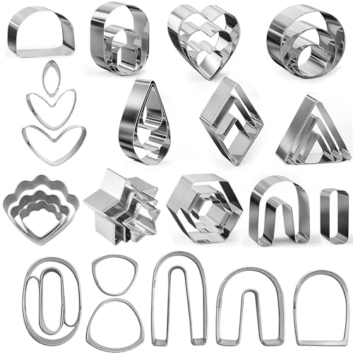 Colexy Ensemble de découpoirs en argile polymère, 39 pièces en acier inoxydable, pour la fabrication de bijoux en argile polymère, outils DIY pour...
