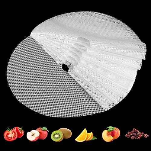 (8 Pack) Round Silicone Dehydrator Sheets, Dostk Premium Non Stick Silicone Mesh for Fruit Dehydrator, Tray Liner Reusable (Round 13" Diameter)