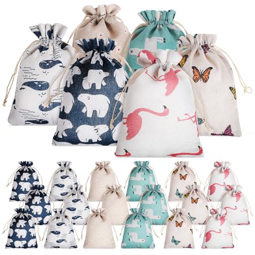 Bolsas pequeñas de tela de yute ideales para recuerdos de bautizo y fiestas de cumpleaños