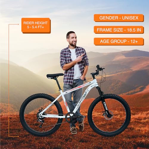 Image of CROW - Atom PRO 7 Speed Gear Cycle for Boys |26 inch T Cycle for Boys 12 to 15 Years| Bicycle for Men Adult |MTB with Front Suspension & Dual disc Brakes | Unisex 26 inch INCH MTB