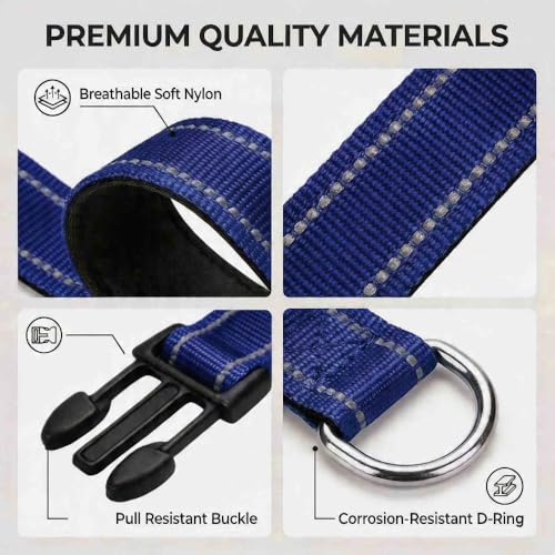Collar Reflectivo para Perro Ajustable en Nylon Azul Marino Talla L miniatura 4