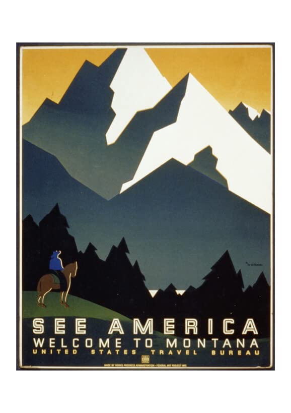 Poster See America encadré mat Montana finition galerie d'art